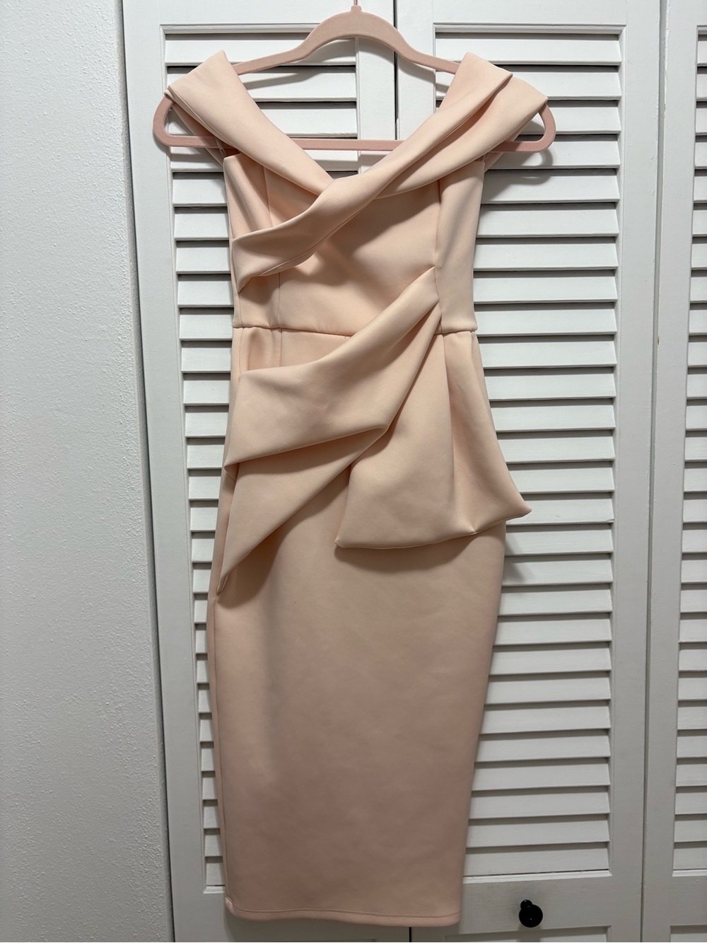 ASOS Sculpted Drape Midi Dress in Blush Pink